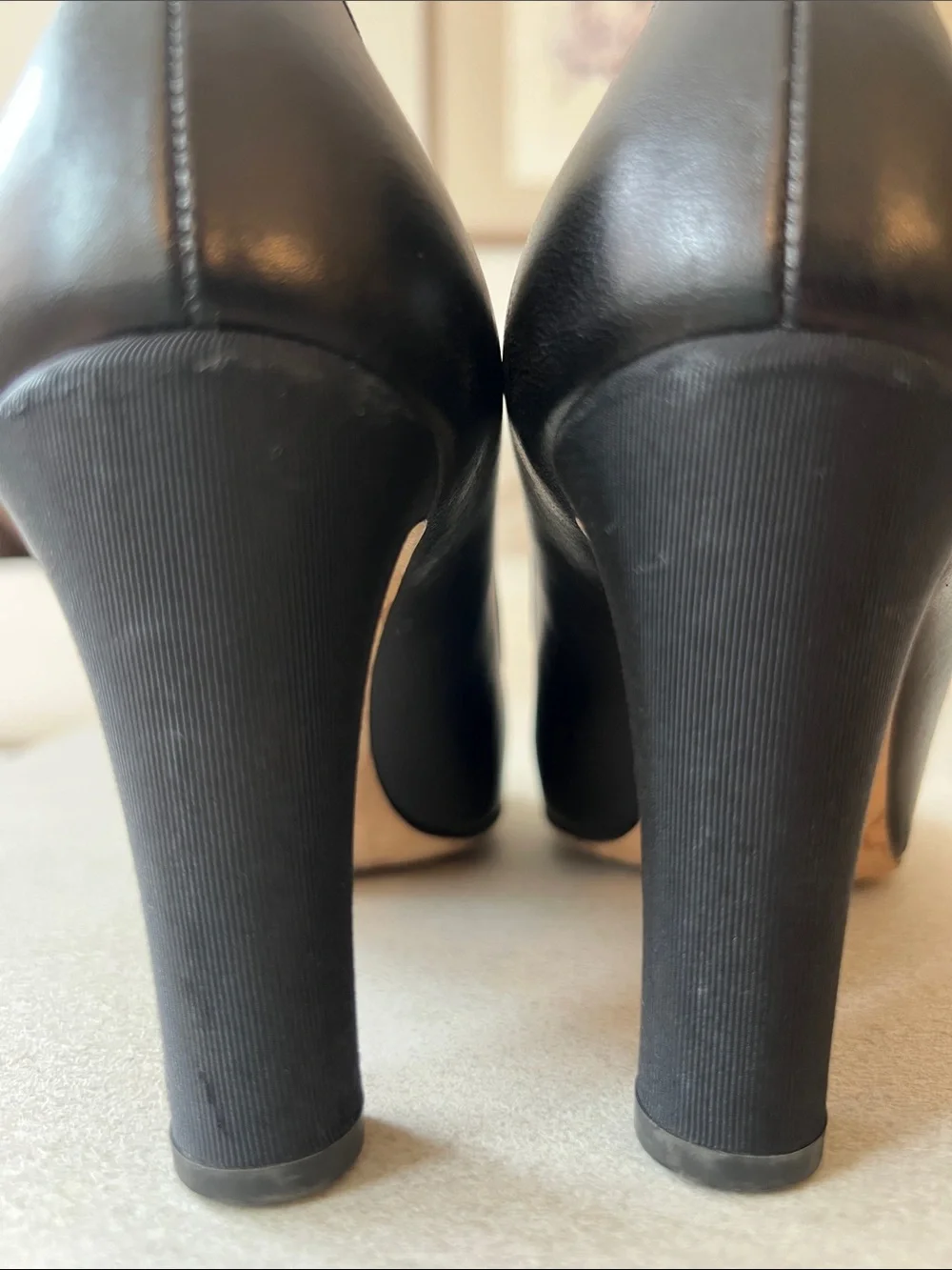 CHANEL Black Pumps with Pearl Button Detail - size 36-1/2